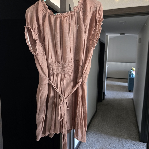 Brown Ruffle-Front Linen Dress - Picture 3 of 3